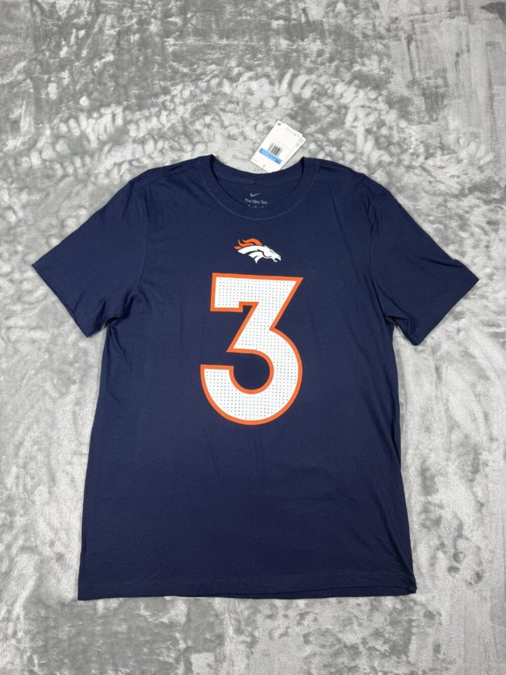 New Denver Broncos Shirt Mens Medium Blue NFL Football Russell Wilson 3 Nike Tee